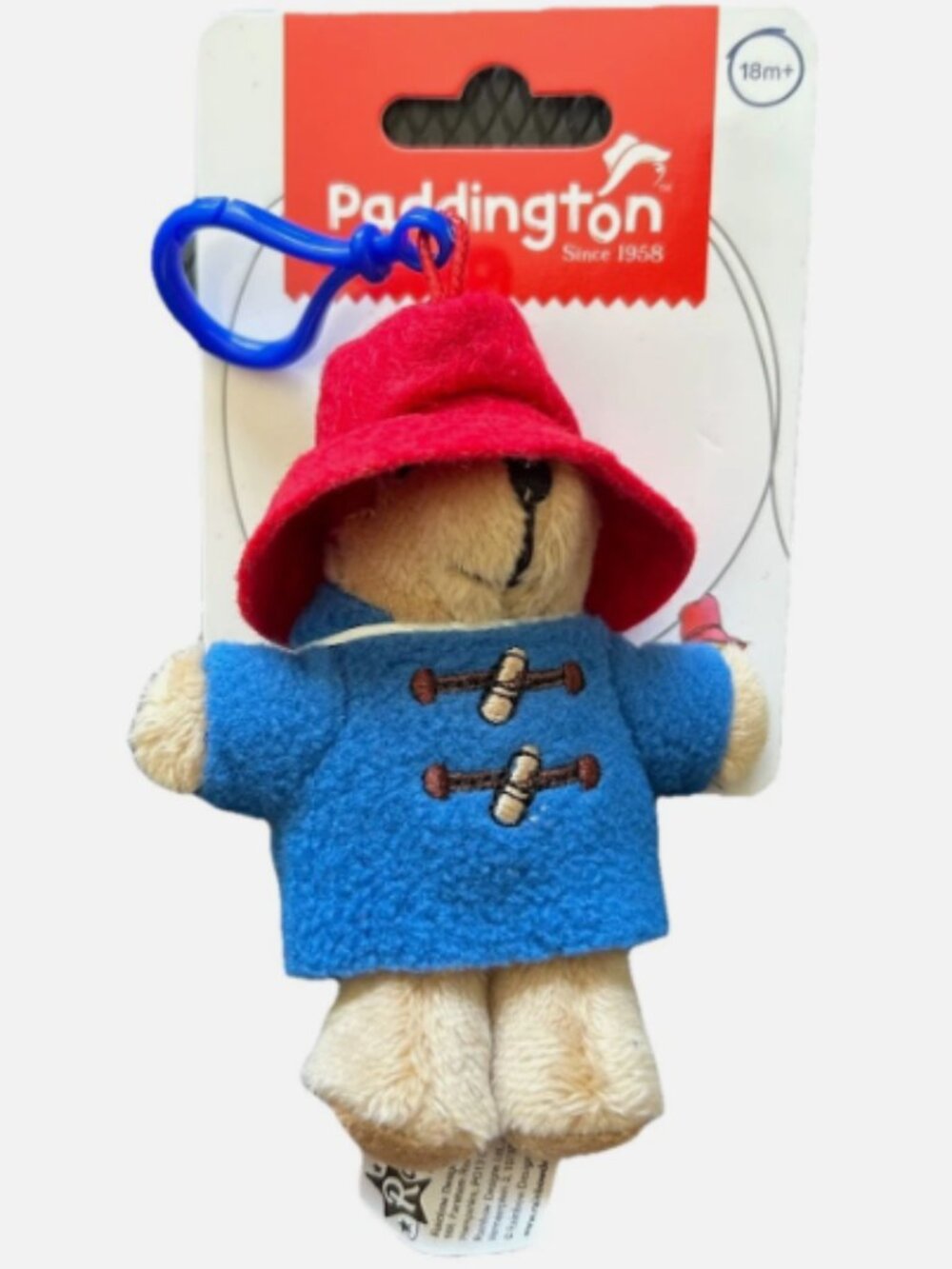 New Paddingtons Bear Plush Keychain Red Hat Blue Coat Bag Charm Clip Key Fob Toy - Picture 2 of 3